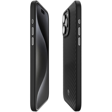 Чехол для iPhone 15 Pro Spigen Enzo Aramid MAG Magsafe Matte Black, изображение 6