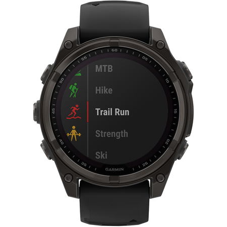 Garmin Fenix 8 51 Solar Sapphire Carbon Gray DLC Titanium with Black Silicone, изображение 8