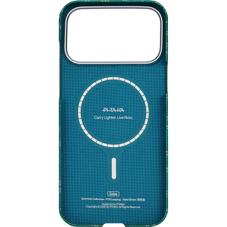 Чехол для iPhone 17 Pro Pitaka Monogram Ultra Slim Case Gold/Green, изображение 3