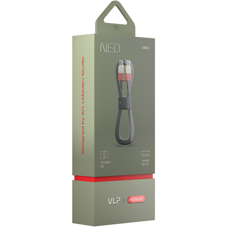Кабель VLP NEO USB-C to USB-C 100W (1.5m) Amber gray, изображение 3