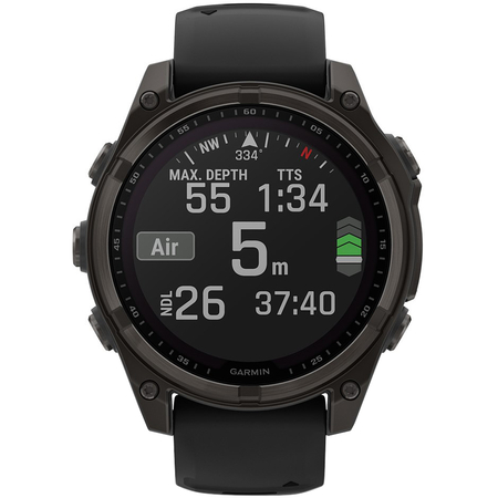 Garmin Fenix 8 51 Solar Sapphire Carbon Gray DLC Titanium with Black Silicone, изображение 3