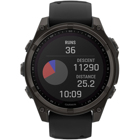 Garmin Fenix 8 51 Solar Sapphire Carbon Gray DLC Titanium with Black Silicone, изображение 4