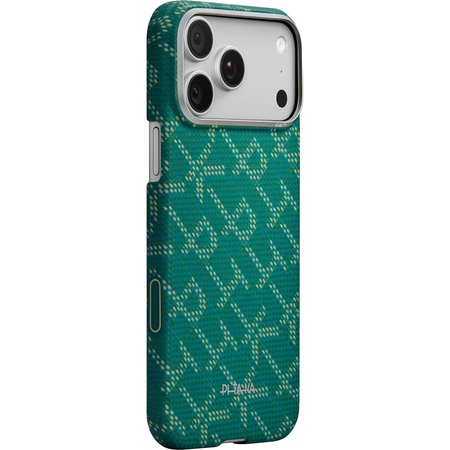 Чехол для iPhone 17 Pro Max Pitaka Monogram Ultra Slim Case Gold/Green, изображение 2