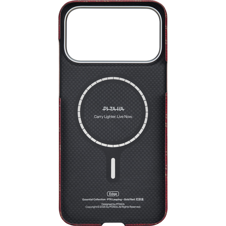 Чехол для iPhone 17 Pro Pitaka Monogram Ultra Slim Case Gold/Red, изображение 3