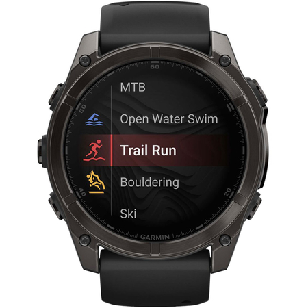 Garmin Fenix 8 51 Amoled Sapphire Carbon Gray DLC Titanium with Black Silicone, Экран: 51, Цвет: Carbon Gray, изображение 5