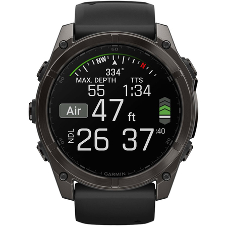 Garmin Fenix 8 51 Amoled Sapphire Carbon Gray DLC Titanium with Black Silicone, Экран: 51, Цвет: Carbon Gray, изображение 4