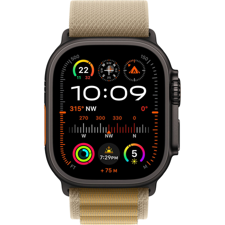 Apple Watch Ultra 2 GPS + Cellular, 49 мм, корпус из черного титана, ремешок Alpine цвета «загар», Экран: 49, Цвет: Brown / Коричневый, изображение 2