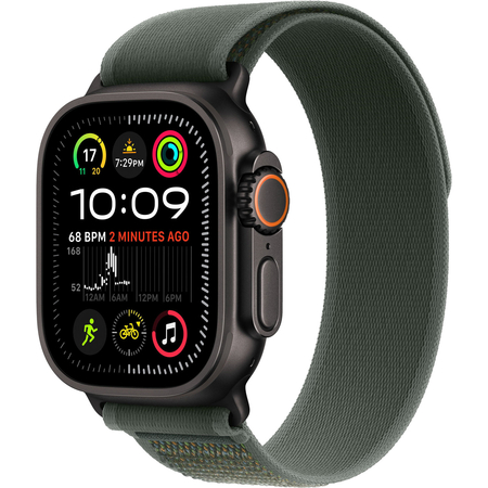 Apple Watch Ultra 2 GPS + Cellular, 49 мм, корпус из черного титана, ремешок Trail зеленого цвета, Экран: 49, Цвет: Green / Зеленый