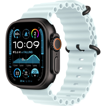 Apple Watch Ultra 2 GPS + Cellular, 49 мм, корпус из черного титана, ремешок Ocean цвета «‎ледяной синий», Экран: 49, Цвет: Blue / Голубой