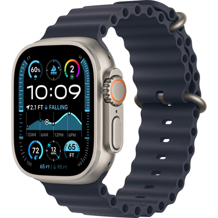 Apple Watch Ultra 2 GPS + Cellular, 49 мм, корпус из бежевого титана, ремешок Ocean темно-синего цвета, Экран: 49, Цвет: Blue / Синий темный