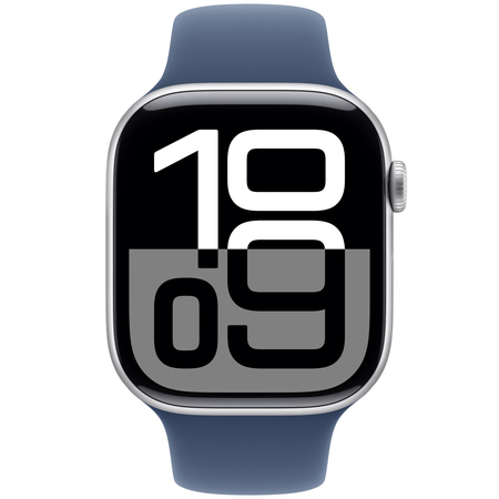 Apple Watch Series 10, 46 мм, корпус из алюминия цвета серебристый, спортивный ремешок «синий», Экран: 46, Цвет: Silver / Серебристый, изображение 2