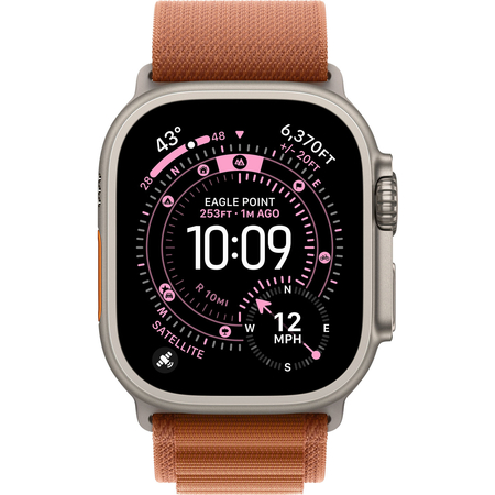 Apple Watch Ultra 3 GPS + Cellular, 49 мм, корпус из бежевого титана, ремешок Alpine терракотового цвета, Экран: 49, Цвет: Brown / Коричневый, изображение 2