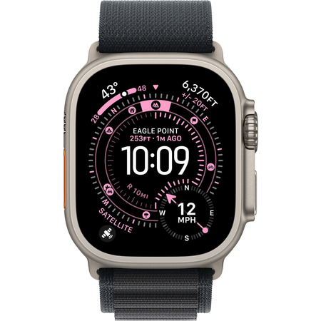 Apple Watch Ultra 3 GPS + Cellular, 49 мм, корпус из бежевого титана, ремешок Alpine черного цвета, Экран: 49, Цвет: Black / Черный, изображение 2