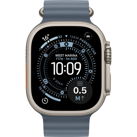 Apple Watch Ultra 3 GPS + Cellular, 49 мм, корпус из бежевого титана, ремешок Ocean синего цвета, Экран: 49, Цвет: Blue / Синий темный, изображение 2