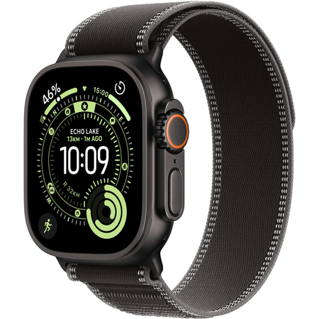Apple Watch Ultra 3 GPS + Cellular, 49 мм, корпус из черного титана, ремешок Trail цвета «древесный уголь», Экран: 49, Цвет: Charcoal / Древесный уголь