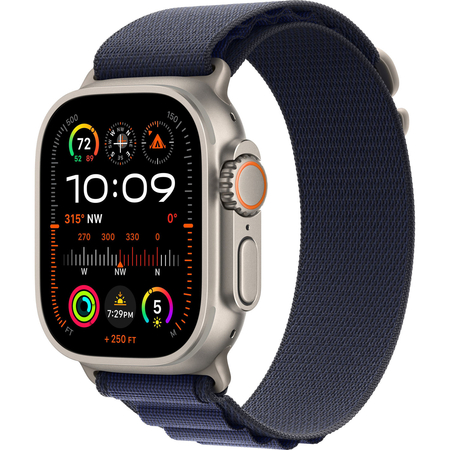Apple Watch Ultra 2 GPS + Cellular, 49 мм, корпус из бежевого титана, ремешок Alpine темно-синего цвета, Экран: 49, Цвет: Navy / Синий