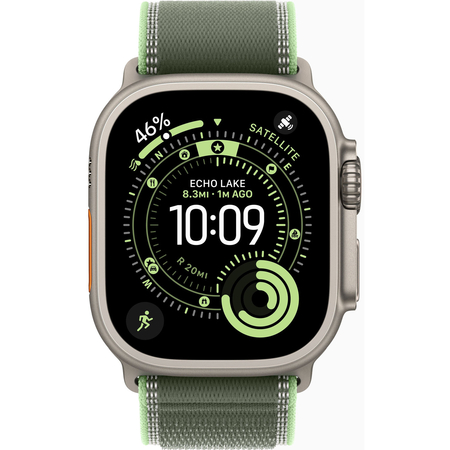 Apple Watch Ultra 3 GPS + Cellular, 49 мм, корпус из бежевого титана, ремешок Trail зеленого цвета, Экран: 49, Цвет: Green / Зеленый, изображение 2