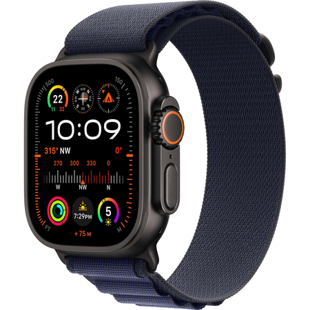 Apple Watch Ultra 2 GPS + Cellular, 49 мм, корпус из черного титана, ремешок Alpine темно-синего цвета, Экран: 49, Цвет: Navy / Синий