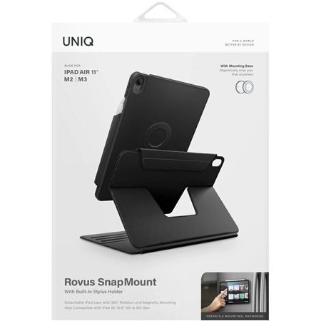 Чехол для iPad Air 11 (2024-2026) Uniq ROVUS SnapMount Magnetic 360 Rotating Detachable Black, изображение 8