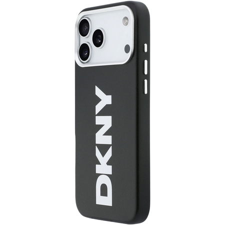 Чехол для iPhone 17 Pro Max CG Mobile DKNY PU Full Wrapped leather Verical logo Metal Cam Hard Black, изображение 2