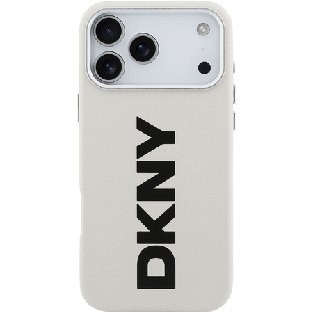 Чехол для iPhone 17 Pro Max CG Mobile DKNY PU Full Wrapped leather Verical logo Metal Cam Hard White