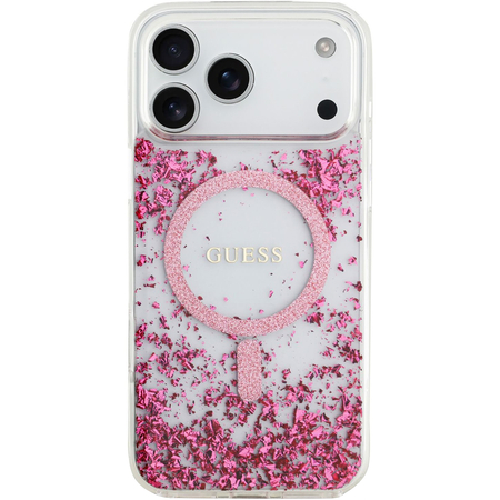 Чехол для iPhone 17 Pro Guess IML Epoxy Metal Foil and Glitters Hard Pink