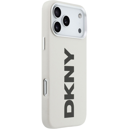 Чехол для iPhone 17 Pro Max CG Mobile DKNY PU Full Wrapped leather Verical logo Metal Cam Hard White, изображение 3