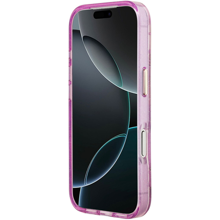 Чехол для iPhone 17 Pro Guess IML Glitter Flowers Triangle logo Metal Cam Hard Purple, изображение 4