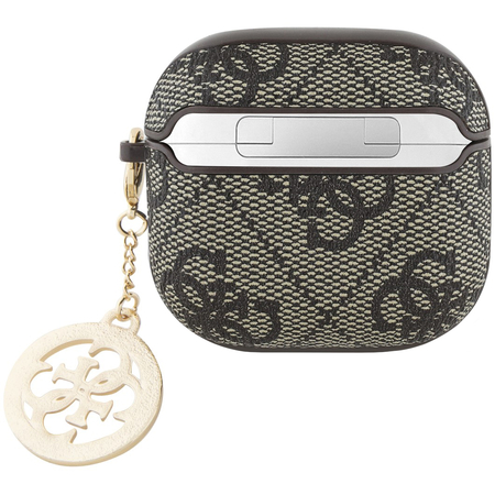 Чехол для Airpods 4 Guess PU leather 4G with Classic metal logo and Diamond charm Brown, изображение 2