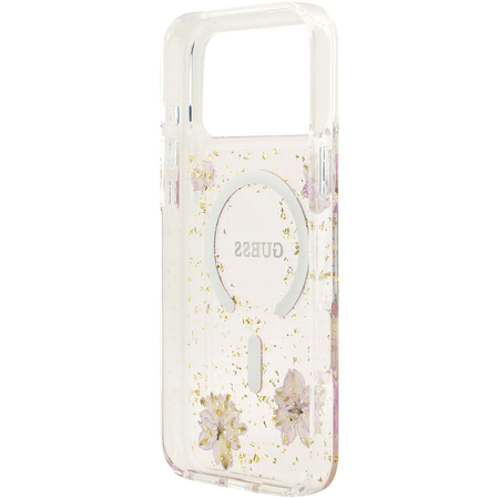 Чехол для iPhone 17 Pro Guess IML Epoxy Dried Flowers and Glitters Hard Pink, изображение 6