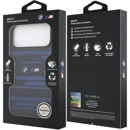 Чехол для iPhone 17 Pro CG Mobile BMW M-series IML Metal camera Double logo Lines Hard Blue, изображение 8
