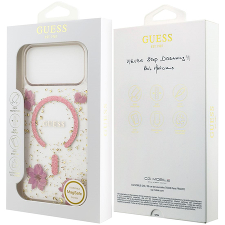 Чехол для iPhone 17 Pro Guess IML Epoxy Dried Flowers and Glitters Hard Pink, изображение 8