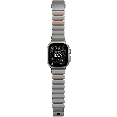 Ремешок для Apple Watch 45/46/49mm Nomad Stratos Natural Titanium Ultra Orange FKM, изображение 7