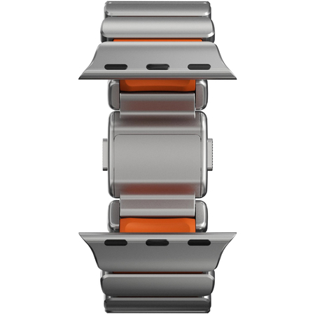 Ремешок для Apple Watch 45/46/49mm Nomad Stratos Natural Titanium Ultra Orange FKM, изображение 12