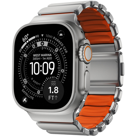Ремешок для Apple Watch 45/46/49mm Nomad Stratos Natural Titanium Ultra Orange FKM