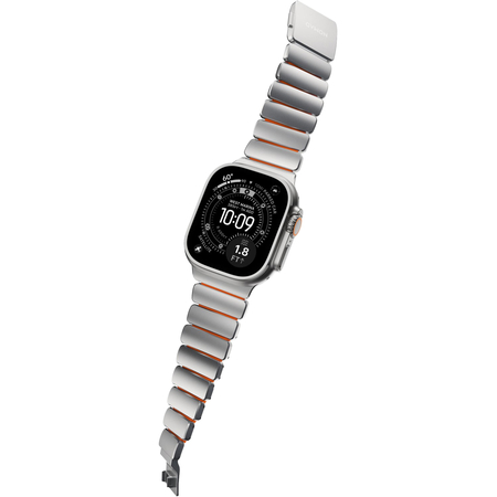 Ремешок для Apple Watch 45/46/49mm Nomad Stratos Natural Titanium Ultra Orange FKM, изображение 9