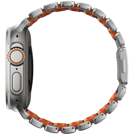 Ремешок для Apple Watch 45/46/49mm Nomad Stratos Natural Titanium Ultra Orange FKM, изображение 2