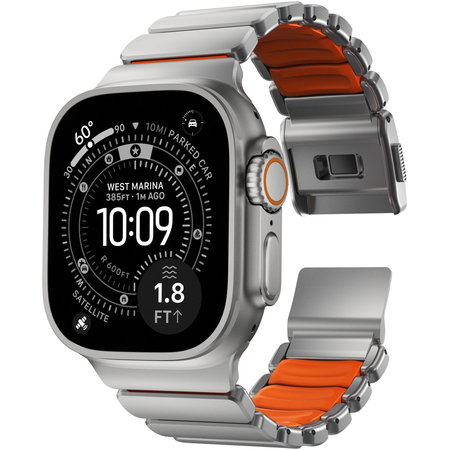 Ремешок для Apple Watch 45/46/49mm Nomad Stratos Natural Titanium Ultra Orange FKM, изображение 4