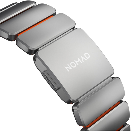 Ремешок для Apple Watch 45/46/49mm Nomad Stratos Natural Titanium Ultra Orange FKM, изображение 11