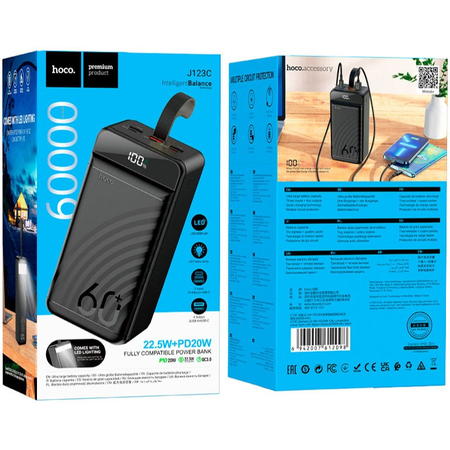 Внешний аккумулятор Hoco J123C 60000 mAh Black, изображение 7