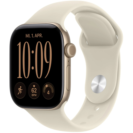 Apple Watch Series 12 GPS 42mm Light Gold Aluminium Case with Sand Sport Band, Экран: 42, Цвет: Light Gold / Светлое золото, Возможности подключения: GPS