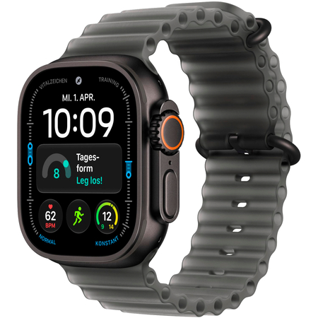 Apple Watch Ultra 4 GPS + Cellular 49mm Black Titanium Case with Translucent Black Ocean Band, Экран: 49, Цвет: Black matte / Черный матовый, Возможности подключения: GPS + Cellular