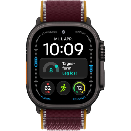 Apple Watch Ultra 4 GPS + Cellular 49mm Black Titanium Case with Burgundy Trail Loop, Экран: 49, Цвет: Vinous / Бордовый, Возможности подключения: GPS + Cellular, изображение 2