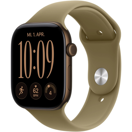 Apple Watch Series 12 GPS 46mm Dark Bronze Aluminium Case with Olive Sport Band, Экран: 46, Цвет: Dark Bronze / Бронзовый, Возможности подключения: GPS