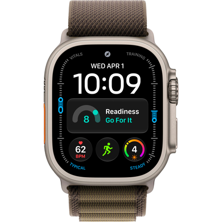 Apple Watch Ultra 4 GPS + Cellular 49mm Natural Titanium Case with Dark Olive Alpine Loop, Экран: 49, Цвет: Olive / Оливковый, Возможности подключения: GPS + Cellular, изображение 2