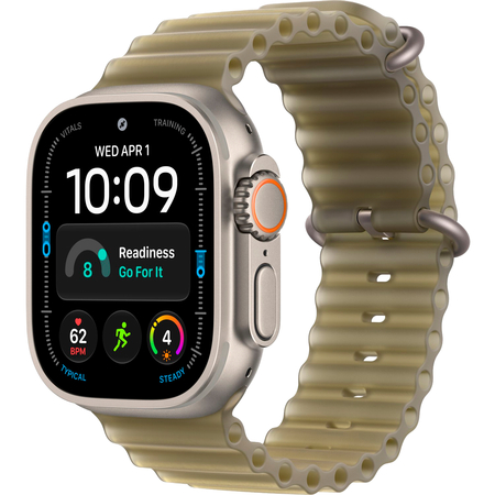 Apple Watch Ultra 4 GPS + Cellular 49mm Natural Titanium Case with Ocean Band Translucent Kelp, Экран: 49, Цвет: Green / Зеленый, Возможности подключения: GPS + Cellular