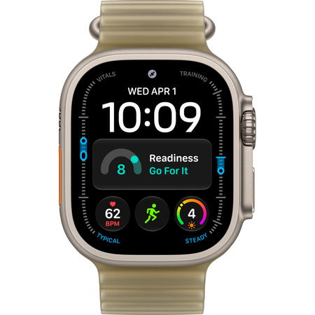 Apple Watch Ultra 4 GPS + Cellular 49mm Natural Titanium Case with Ocean Band Translucent Kelp, Экран: 49, Цвет: Green / Зеленый, Возможности подключения: GPS + Cellular, изображение 2