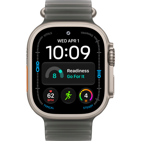 Apple Watch Ultra 4 GPS + Cellular 49mm Natural Titanium Case with Ocean Band Translucent Black, Экран: 49, Цвет: Black matte / Черный матовый, Возможности подключения: GPS + Cellular, изображение 2