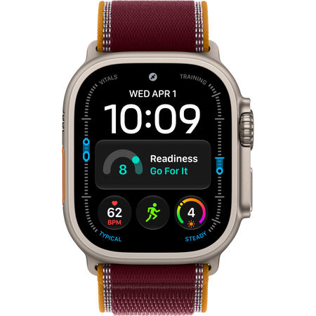 Apple Watch Ultra 4 GPS + Cellular 49mm Natural Titanium Case with Burgundy Trail Loop, Экран: 49, Цвет: Vinous / Бордовый, Возможности подключения: GPS + Cellular, изображение 2