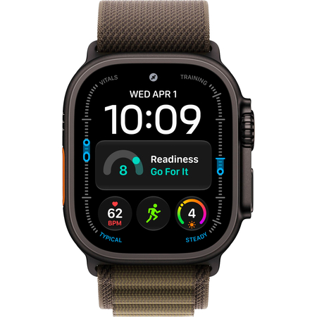Apple Watch Ultra 4 GPS + Cellular 49mm Black Titanium Case with Dark Olive Alpine Loop, Экран: 49, Цвет: Olive / Оливковый, Возможности подключения: GPS + Cellular, изображение 2
